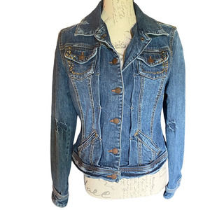 Limited Too Vintage Jean Jacket Blue Denim Girls XXL-20 Pocket Snap Blazer